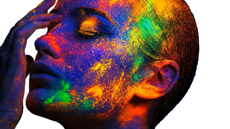 a rendering of a woman in flourescent colors